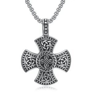 Stainless Steel Celtic Trinity Knot Cross Unisex Pendant Necklace